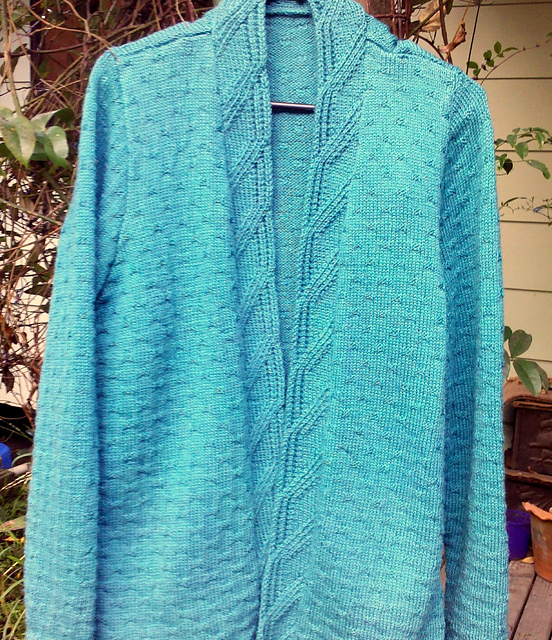 Texture Stitch Top or Jacket with Cable Rib Trim