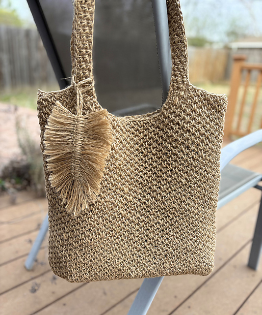 Jute Tote with Feather