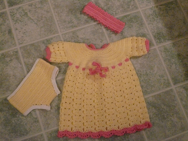 Crochet Dress headband & Knickers JC87C