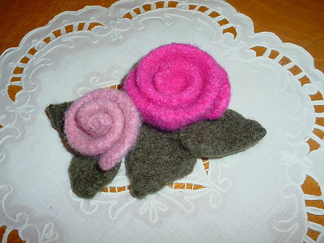 Felted Roses in Two Sizes
