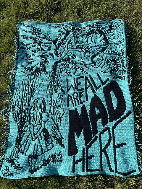 Alice and the Cheshire Cat mosaic blanket