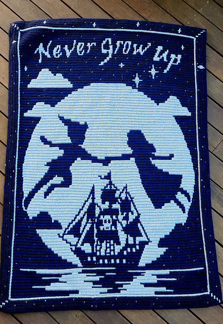 Peter Pan mosaic crochet crib blanket