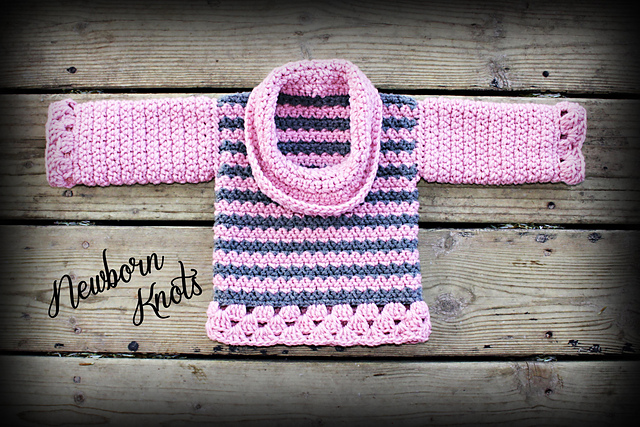 Textured Cowl Neck Baby Sweater. #07