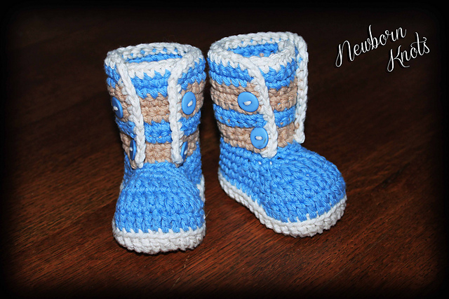Boys or Girls Striped Button up Booties. #31