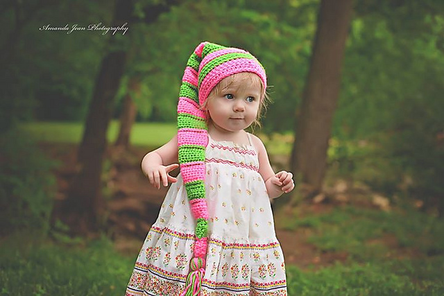 Crochet Long Tailed Pixie/Elf Baby Hat. #18