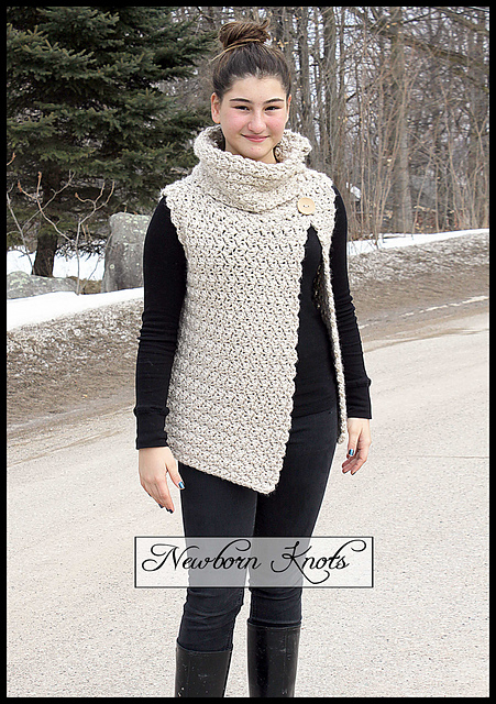 #86 Textured Cowl Neck Vest