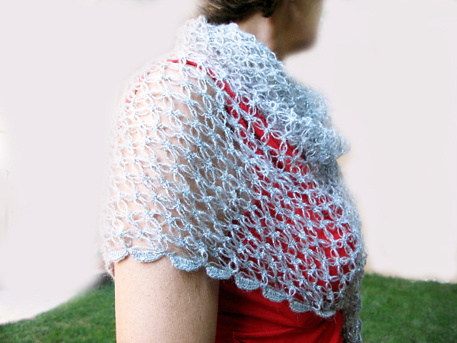 Lover's Knot Crocheted Triangle Shawl