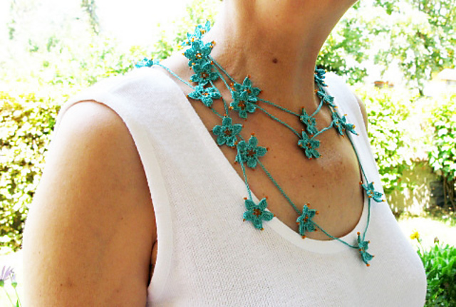 Lariat Necklace/ Scarf with Seed Beads