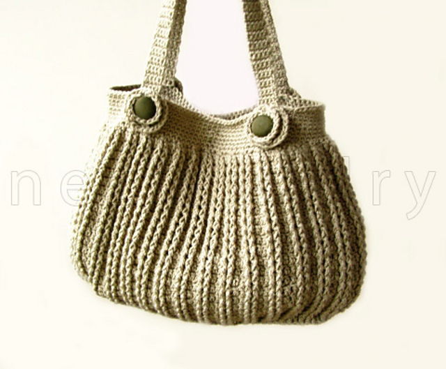 Handbag with Flowers and Buttons