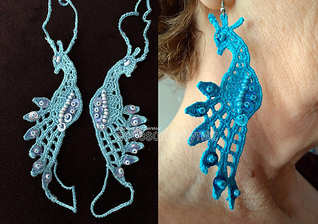 Peacock Barefoot Sandals, Earrings