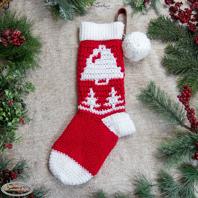 Mosaic Christmas Bell Stocking