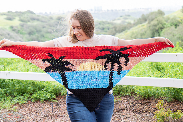 Ravelry: C2C Sunset Shawl pattern by Nicole Riley