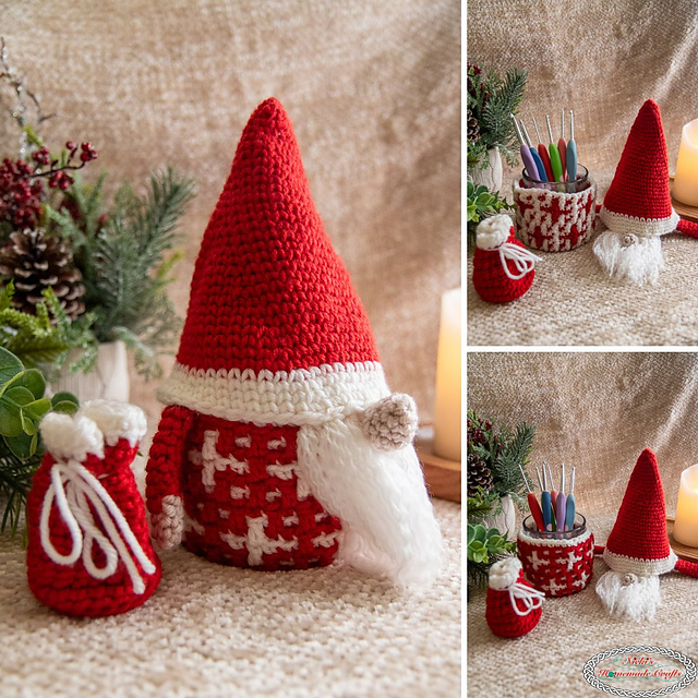 Reversible Mosaic Crochet Gnome