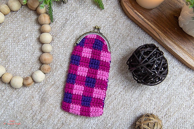 Plaid Eyeglass Case with Metal Clamp