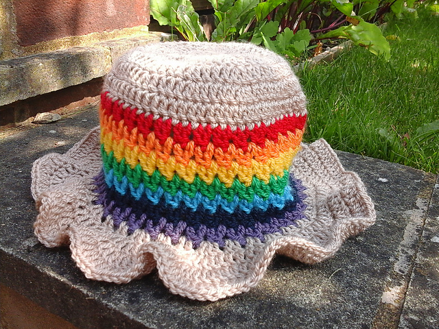 Rainbow floppy brim sun hat