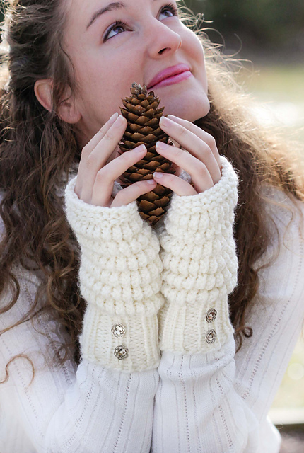 Puff Stitch Fingerless Mitts