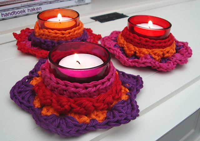 Crochet candle holder