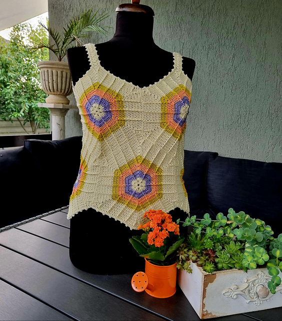 top with hexagons