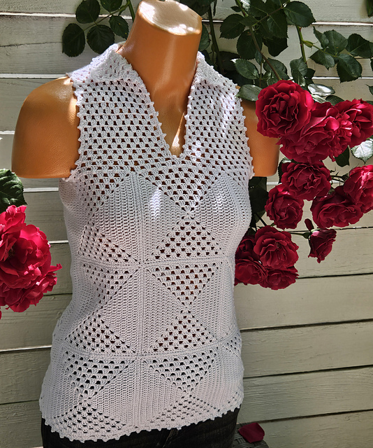 blouse with granny squares