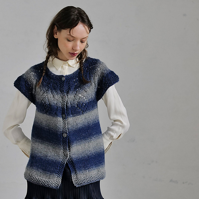 Ravelry: p.50 Lacy Yoke Vest pattern by atelier tricot（小林まき）