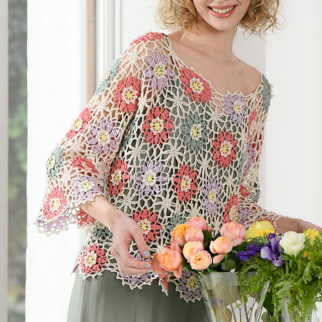 p.12 Flower Motif Pullover