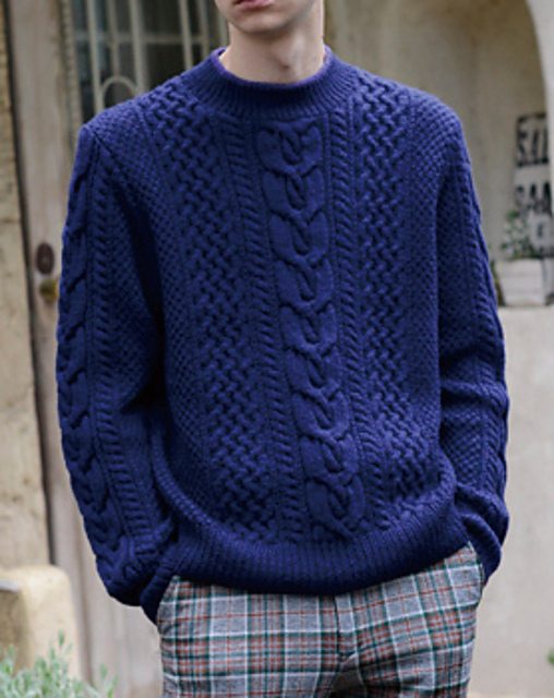 Navy Aran Pullover