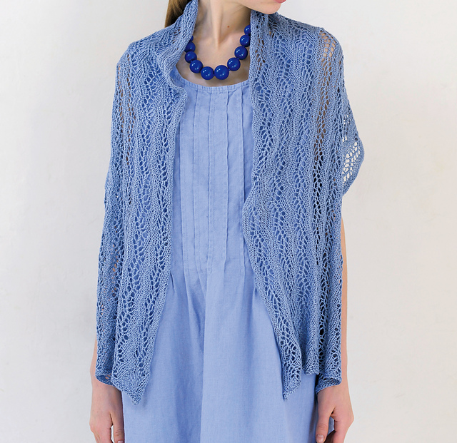 Mauve Shawl with Lace Pattern