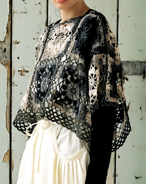 p.107 Variegated Yarn Poncho in Join-along Motifs