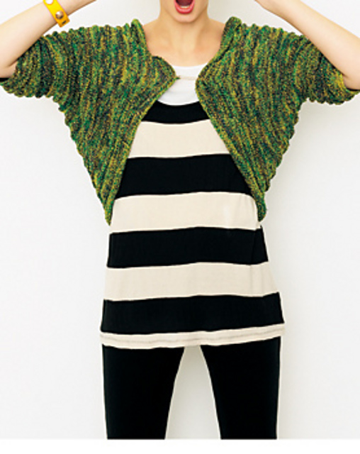 p.129 Green-tone Self-striping Shrug