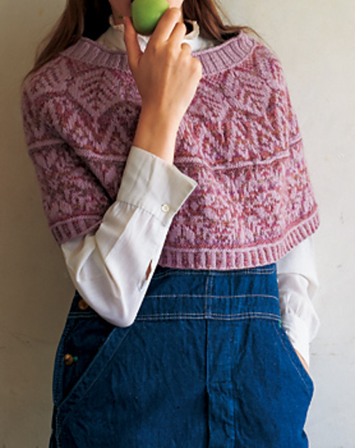 p.106 Stranded Knitting Cape in Pink