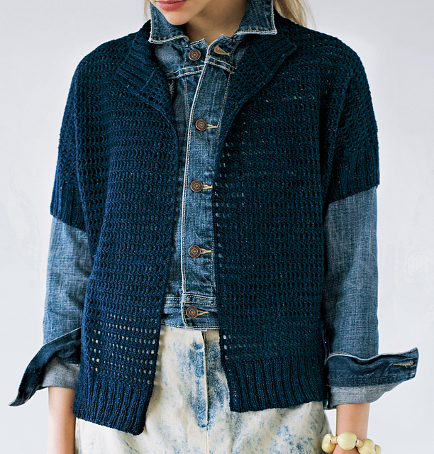 p.96 Pima Denim Cardigan