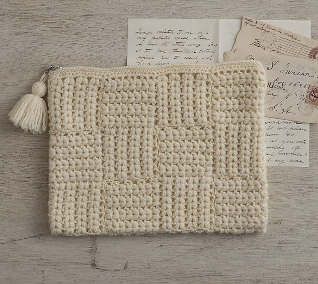 A. Zipper Pouch - Crocheted Puff Entrelac Stitch