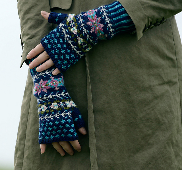 P. 15 Fair Isle fingerless mittens