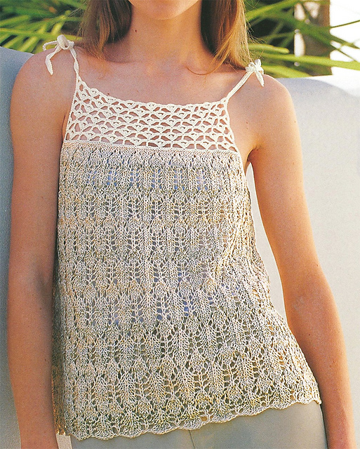 #08 Camisole with tree leaf pattern