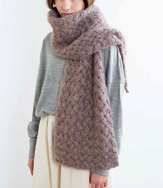 I. Long Scarf - Elongated Woven Cable Stitch