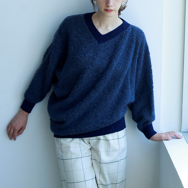 michiyo　4点 michiyoの4size knitting】からざっくり大柄模様のプルオーバー