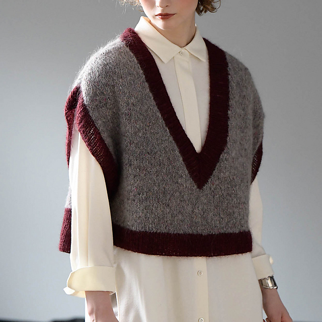 V-Neck Damage Ribbon Knit VSE0043