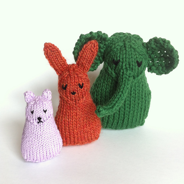 Poufies Trio: Kitten, Rabbit, Elephant