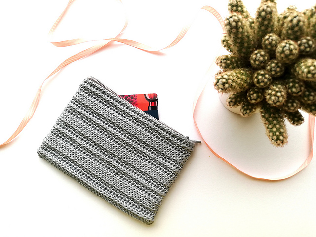 Textured striped pouch