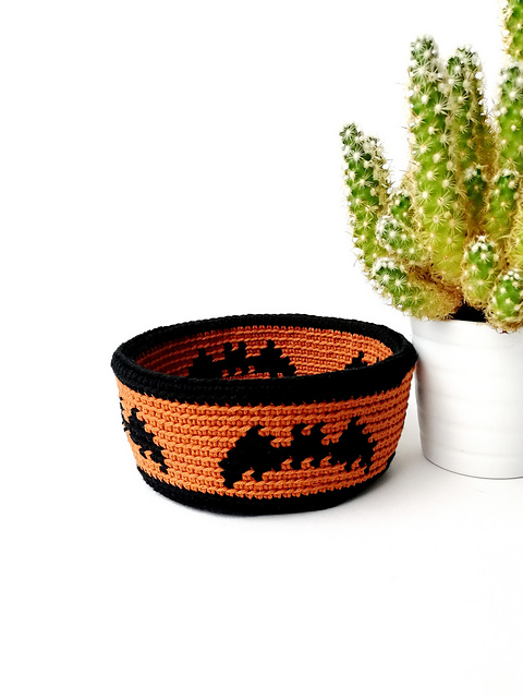 Halloween basket with a bat