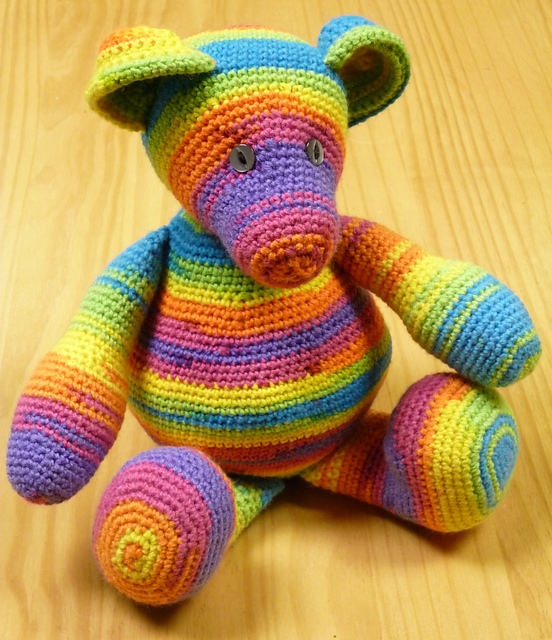 Skittles the Crocheted Bear
