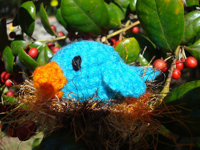 Bitty Bird and Nest Amigurumi 