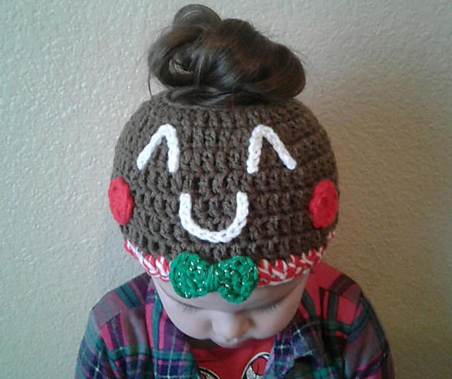 Gingerbread Man Messy Bun Hat