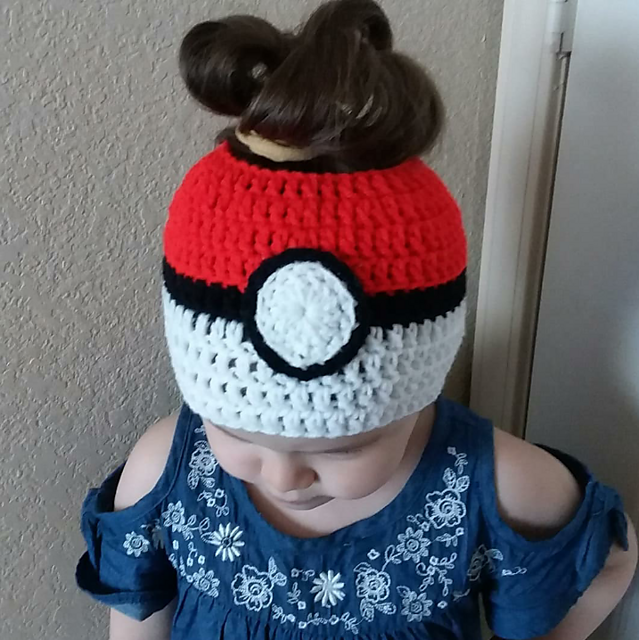 Pokeball Messy Bun Beanie
