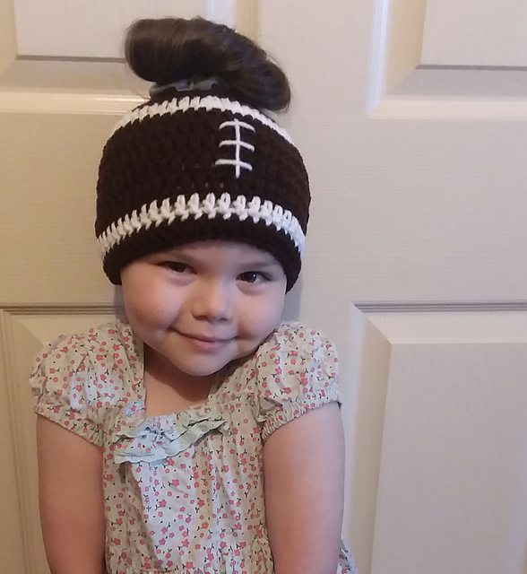 Football Messy Bun Beanie