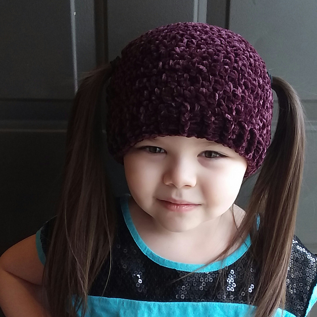 Velvet Pigtail Beanie