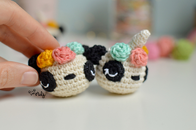 Panda-Frida y Panfricornio amigurumi