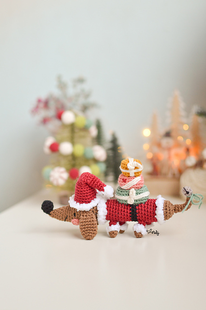 Perro Santa amigurumi