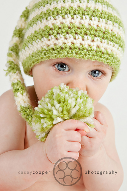 Striped Long Tail Pom Hat