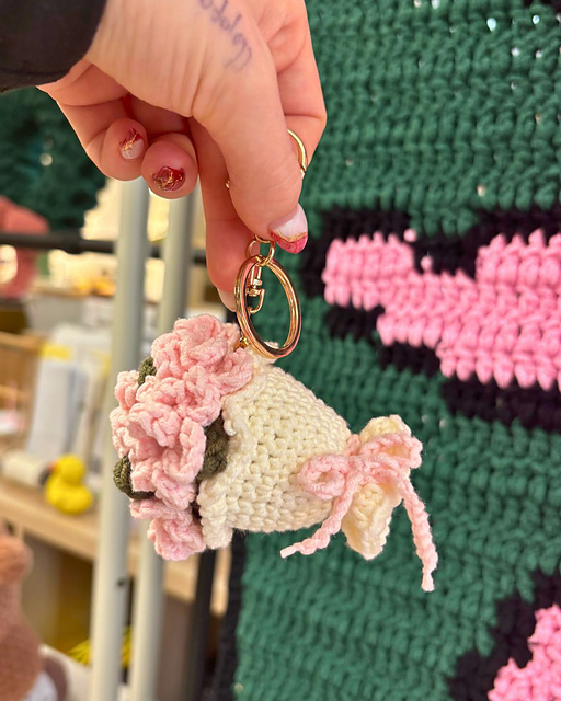 Crochet Flower Bouquet Keychain